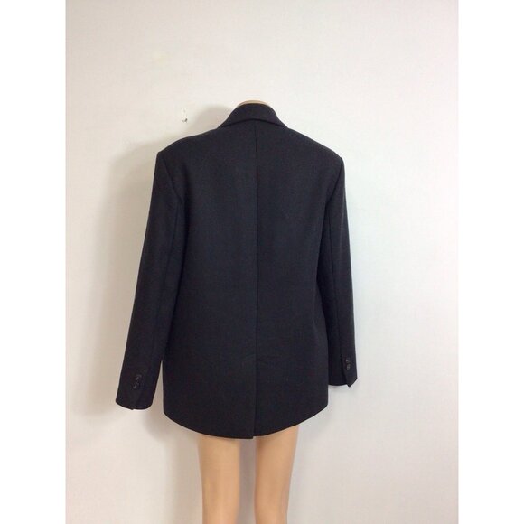 Zara Black Wool Coat Oversized Jacket Womens Medium - Picture 4 of 7
